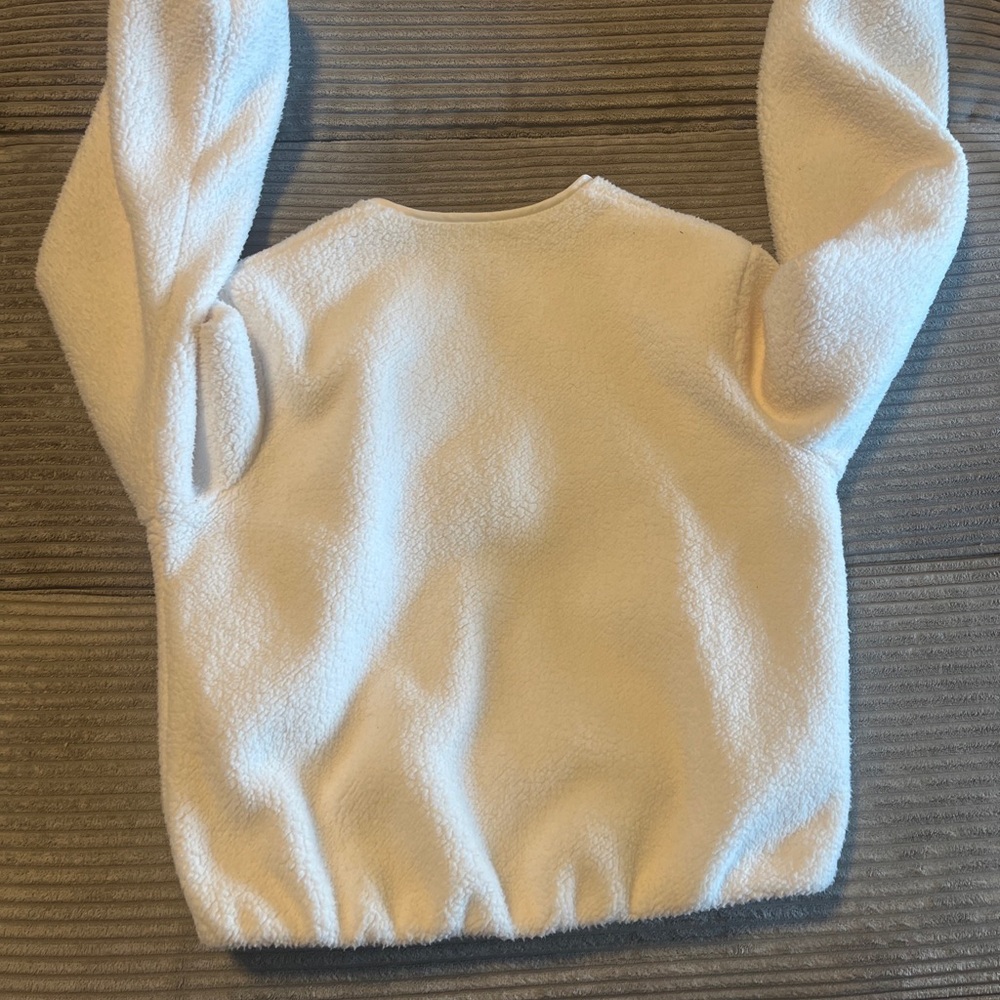 Abercrombie Fleece Sherpa Jacket Kids Girls 11/12 Cream Full Zip Lined Bomber - Picture 8 of 10